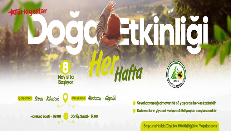 Bolu Belediyesi tarafından “Bilmeyen, görmeyen kalmasın” sloganıyla düzenlenen doğa etkinlikleri 8 Mayıs’ta başlıyor.