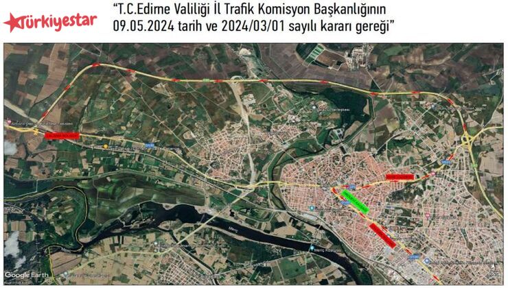 Edirne Belediyesi Ulaşım Hizmetleri Müdürlüğü, Atatürk Caddesi (D-100 Karayolu-Batı Girişi) Kapıkule Yolu Caddesi üzerinde bulunan demiryolu üst geçidinde yapılacak yüksek hızlı tren (YHT) çalışmaları sebebi ile çalışma yapılacak demiryolunun bulunduğu nokta, Kapıkule istikametinde yarın itibariyle 1 (bir) ay süre ile geçişlere kapatılacağını duyurdu.