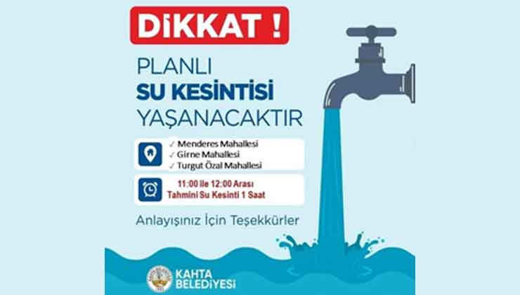 Kahta'da Arıza! Su Kesintisi Yaşanacak