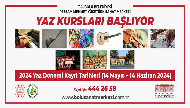 Bolu Belediyesi Mehmet Yücetürk Sanat Merkezi’nde piyanodan kemana, resimden ebru sanatına kadar açılacak onlarca kurs için kayıt dönemi başladı.