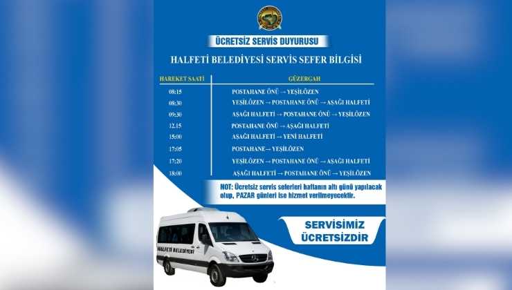 Halfeti Belediyesi'nden Ücretsiz Servis