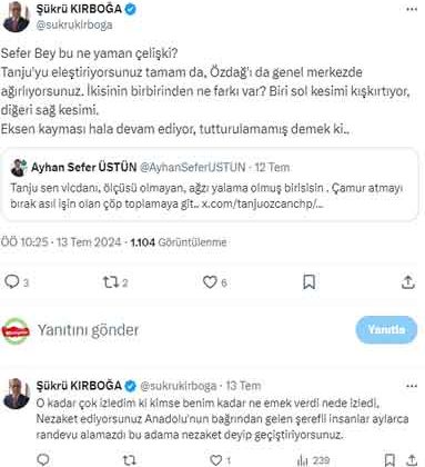Kırboğa'dan Eski Partisine Yanıt