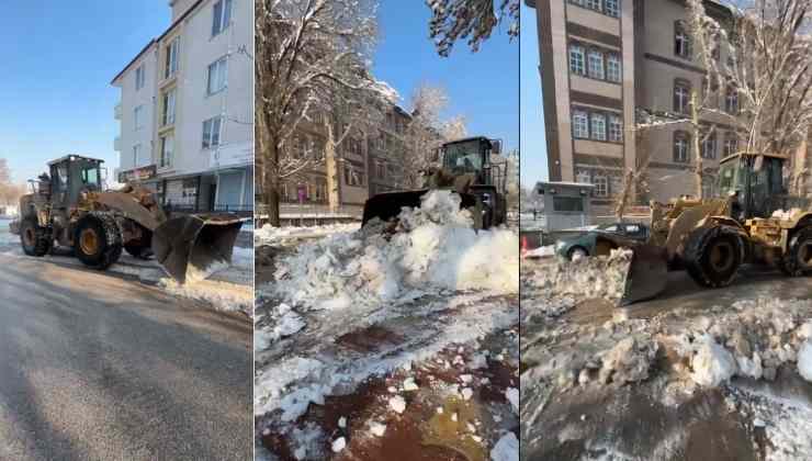 Elbistan Osmanlı Caddesi'nde Karla Mücadele