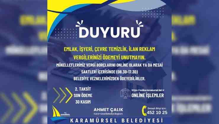 Karamürsel'de Vergi Ödeme Süresi Uzatıldı!