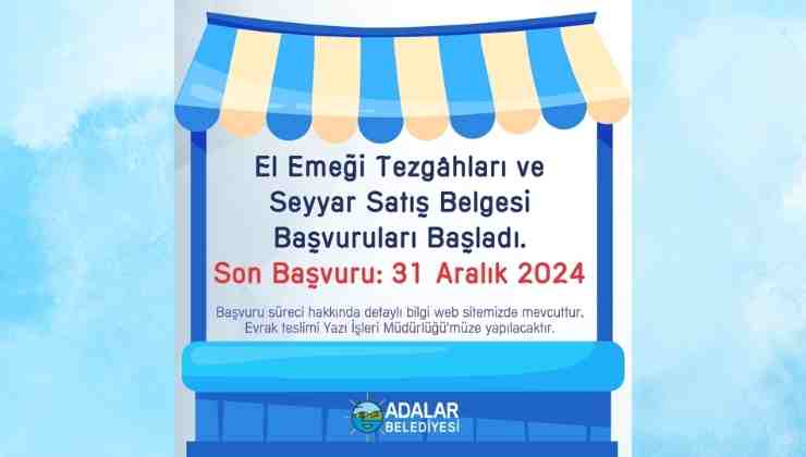 Adalar'da Seyyar Satış Belgesi Başvurusu