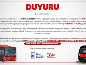 Ankara Büyükşehir Belediyesi Toplu Taşıma Tarife Değişikliği