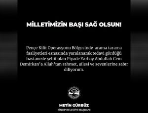 Sinop Belediyesinden Şehit Piyade Yarbay Abdullah Cem Demirkan’a Allah’tan Rahmet ve Aliesine Sabır Dilekleri